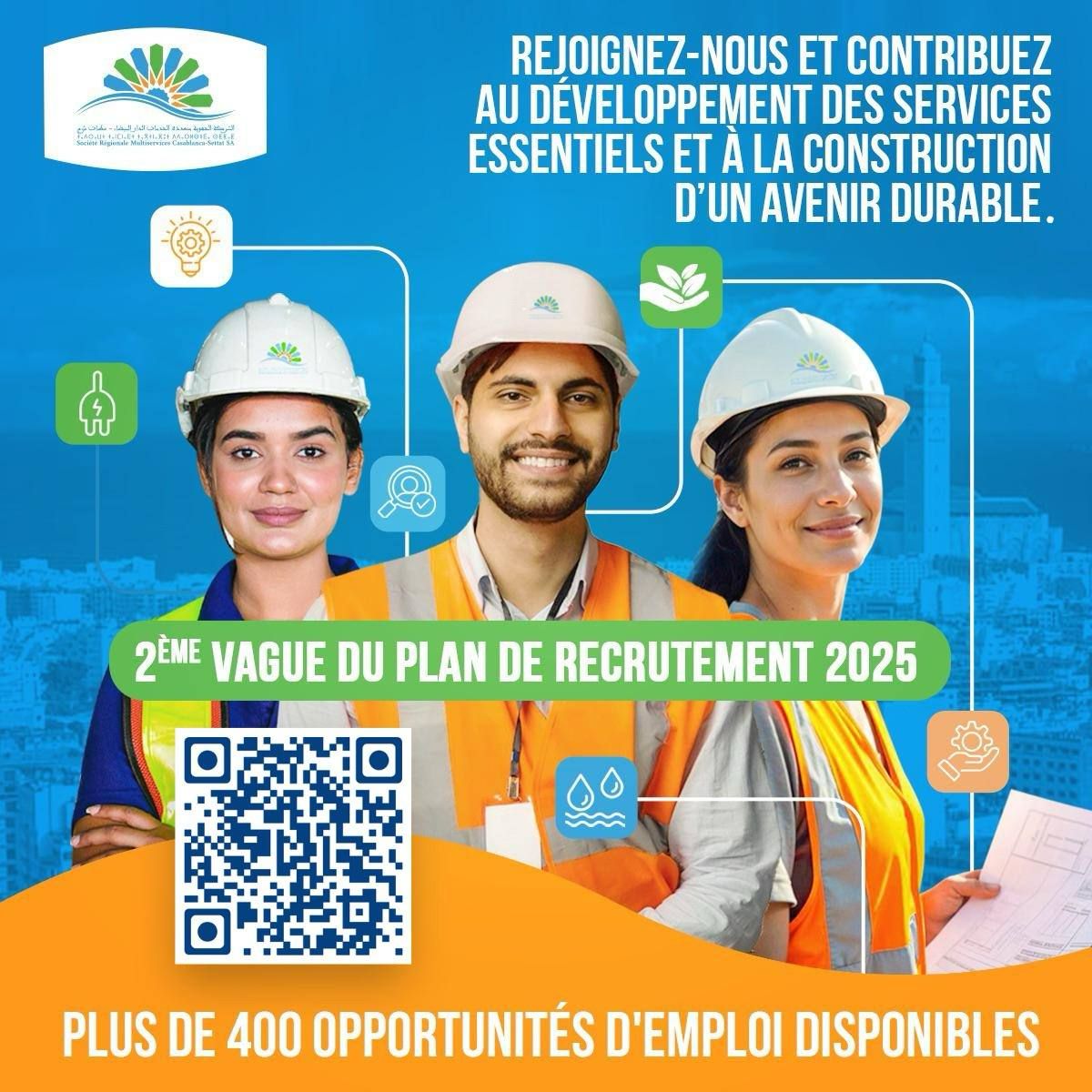 La SRM Casablanca-Settat recrute : 400 postes disponibles